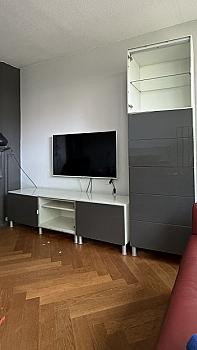 TV unit, chest of drawers and wall cabinet
