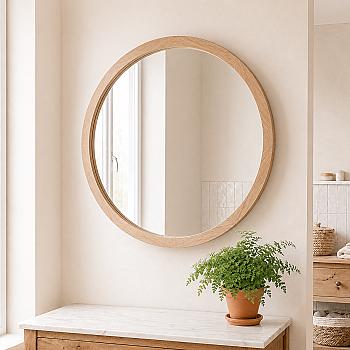 Round mirror, oak veneer (without backlight)