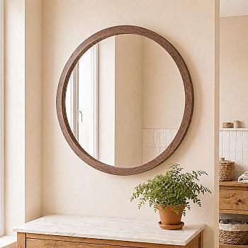 Round mirror, American walnut veneer (without backlight)